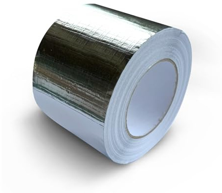 Hausa Aluminiumband – 2er Set - 96mm x 45,7m - zweiseitig verstärktes Aluminium Klebeband für Dampfsperre & Isolierung – hitze- & feuchtigkeitsbeständig – Class 0 schwer entflammbar