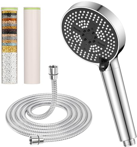 YEAUPE PRO 25 Stage Hard Water Softener Shower Head, High Pressure 6 Spray Modes,1.6m Shower Hose,Universal Bathroom Replacement Handheld Shower Set,Power Shower Filter with KDF for Chlorine Removal