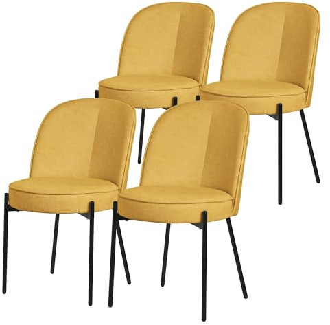 ML-Design 4-pack matsalsstolar runda senap eleganta köksstolar i exklusiv sammet med stabila metallben ergonomiskt formade stoppade stolar med ryggstöd för kök matsal och vardagsrum i modern design