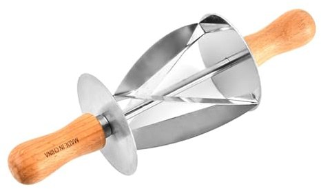 YIXANNX Coltello da Panettiere in Acciaio Inossidabile Cuocere Come Un Professionista con taglierina per Croissant di precisione con Rullo taglierina per Croissant con Manico in Legno