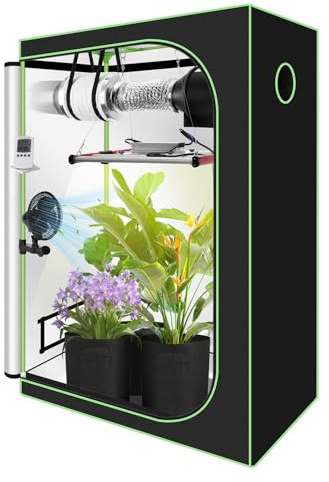 Peviasot Growzelt Komplettset 120x60x180cm – Indoor Hydroponik Zelt inklusive 240W Faltbarer LED Grow Lampe und Vollspektrum Belüftungssystem