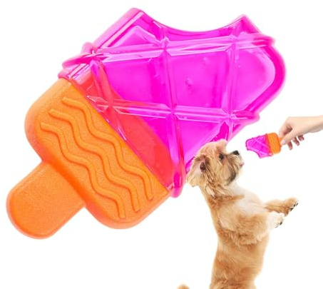 Generisch Jouet à mâcher pour chien - Forme de crème glacée - Jouet interactif pour chien - Refroidissement et remplissage - Pour caniche bouledogue - Stimulation mentale apaisante - Maison et jardin