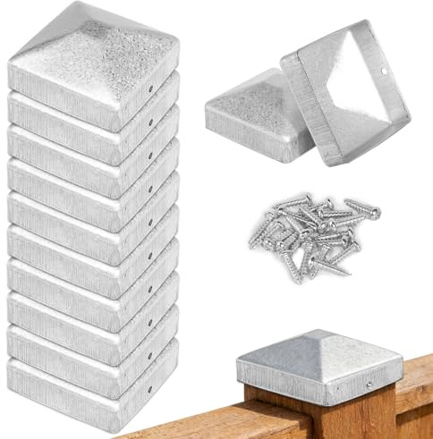 10 tappi per pali di recinzione, 7 x 7 cm, tappi per pali con 20 viti zincate, copertura per pali in legno, pilastri da terrazza