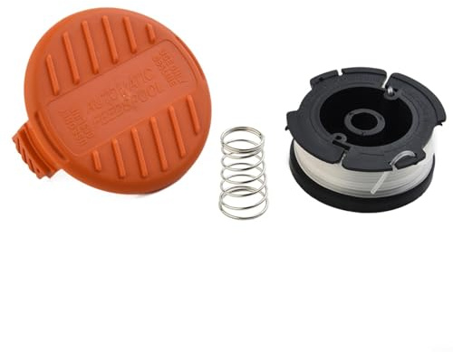 Kivivaka Bobina de repuesto y línea más tapa de cubierta para recortadora de cuerdas Black & Decker compatible con BST2018 BESTE625 BDST182ST1