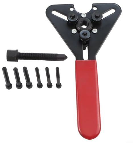 Wodsty Ensemble d'outils de climatisation de voiture, extracteur d'embrayage compresseur avec 7 vis en laiton, clé à 3 trous pour l'entretien de voiture et de moto, acier noir | Outil de maintien universel pour embrayages de compresseur de climatisation, convenant à de nombreuses voitures et motos.