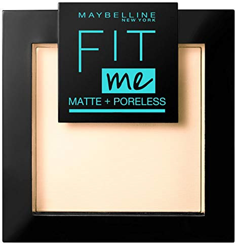 Maybelline New York Puder, Mattierend, porenverfeinernd und langanhaltend, Fit Me! Matte + Poreless, Nr. 105 Natural