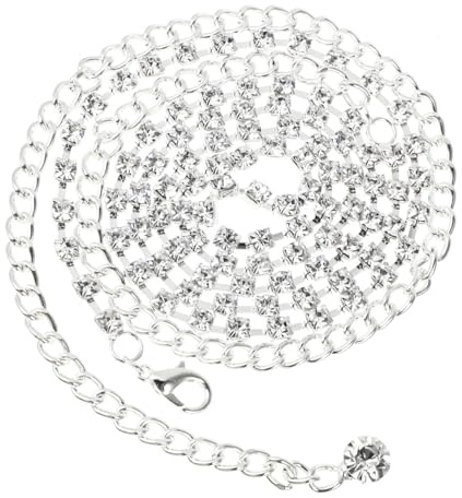Tinksky Kette Gürtel Frauen dekorative Strass Mode Kleid Taille Gürtel 10MM
