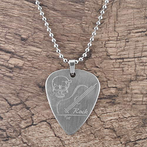 Halskette Plektrum, Edelstahl Halskette für Gitarre, Gitarre Zubehör, praktisch und zuverlässig für Musiker und Gitarristen (Totenkopf)