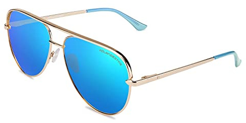 CLANDESTINE - Gafas de Sol Unisex - Colección Pilot - Modelo Panorama - Montura de Acero Inoxidable Color Oro Rosa - Lentes Polarizado Antirreflejante de Color Rosa - Protección UV 400-150x53mm