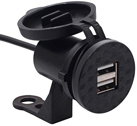 GZCRDZ Cargador USB único para Motocicleta, 9-24 V, Adaptador de Carga de teléfono Impermeable, Cargador de Coche con indicador de luz LED roja y Interruptor de alimentación (Puertos duales)
