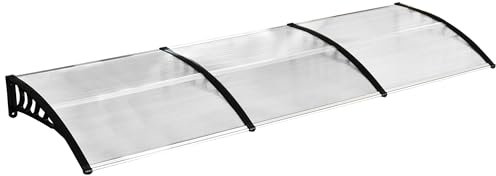 Outsunny Tejadillo de Protección contra Sol y Lluvia Marquesina para Puertas de Exterior Marquesina de Techo Diseño Moderno Aleación de Aluminio 90x295x23,5 cm Transparente