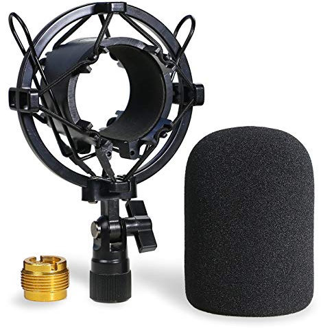 YOUSHARES AT2020 Shock Mount mit Popschutz - Mikrofonspinne mit Windshield Reduziert Vibrations Geräusche für Audio Technica AT2020 AT2035 ATR2500