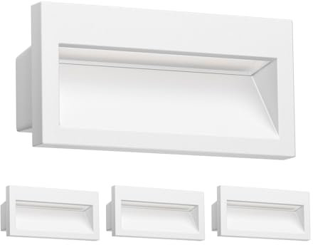 ledscom.de 4 pièces LED encastrées au mur NOLA, downlight pour l'extérieur, IP54 mat, 140 x 70mm, blanc chaud