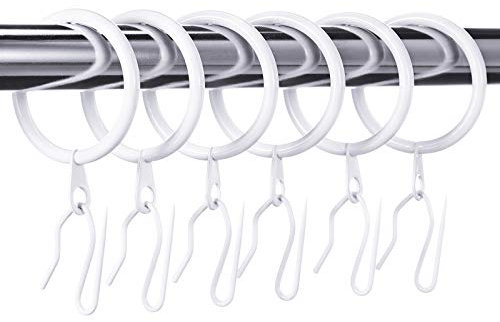 30 Stücke Metall Vorhang Gardine Ringe Vorhang Hängender Ringe und 30 Stücke Metall Vorhang Gardine Stift Haken für Fenster Tür Duschvorhang, 30 mm Innendurchmesser (Weiß)