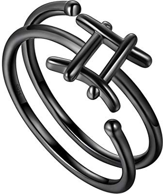 Zwillingsring Sternzeichen Rotgusszeichen Ring für Frauen und Mädchen Horoskop Geburtstagsring 925 Sterling Silber Sternzeichen Geburtstagsgeschenk Freundschaftsring Jubiläumsgeschenk FR0002G-K