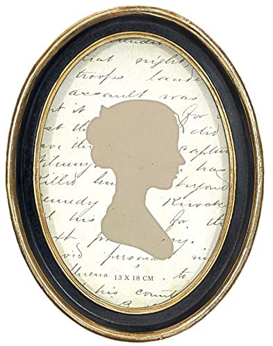 AELS Marco de fotos vintage de 5 x 7 pulgadas, elegantes marcos de fotos antiguos con frente de vidrio, pantalla de fotos, colgar en la pared de mesa, ideas de regalo, ovalada negra con borde dorado