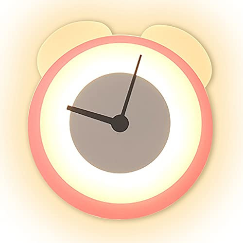 Uhr Kinder Wandleuchte Kinderzimmer Dimmbar Wandlampe Innen LED Wandbeleuchtung Wecker Datum Cartoon Wandspot Lampe Jungen Mädchen Schlafzimmer Wohnzimme Deko Geschenk, Warmweiß|Neutralweiß|Kaltweiß