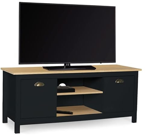 IDMarket - Meuble TV 113 cm Campagne ISIS Bois et Noir