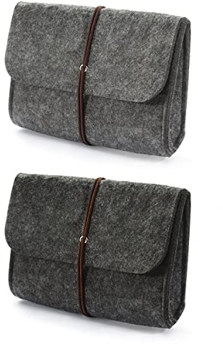 Oblique Unique® 2x Filz Täschchen Tasche Etui zur Aufbewahrung für Smartphone Festplatte Computer Maus Zubehör & Accessoires Grau