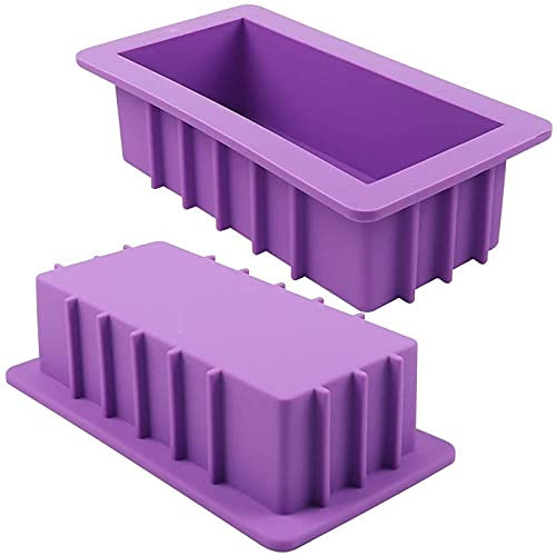 DawnDream Seifenform Silikon-Seifenformen, 1pcs 38oz rechteckige Laib-Form mit Kunststoffschaber for handgemachte Seife Seifenformen silikon (Color : Purple White)