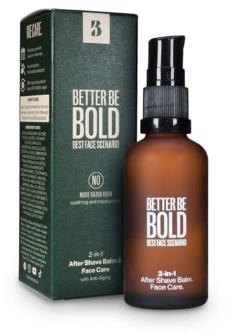 BETTER BE BOLD After Shave & Gesichtspflege 2‑in‑1 I 100ml I Gegen Rasurbrand & Glanz I Mit Hyaluron, Magnolienextrakt & Jojobaöl I 99 % natürlich I Vegan I Anti-Aging Effekt – Männerpflege