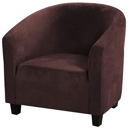 XGANGM Stretch Sesselbezug Samt Sesselhusse Clubsessel Husse Sesselschoner Elastisch Sesselüberwurf Sofasesselbezüge Cocktailsesselabdeckung Wohnzimmer Universal Einzelsofa,Braun