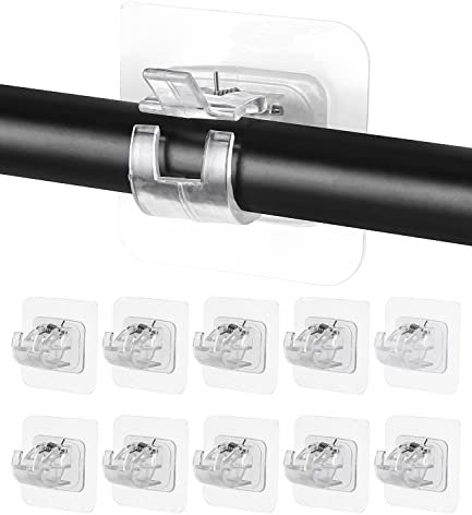10 Pezzi Staffa per Asta Tende,Staffe Autoadesive per Aste，Supporti Trasparente per Ganci per Tendaggi Supporto Staffe，Tende Finestre Pvc Staffe Autoadesive，per Bagno,Soggiorno, Camera Da Letto