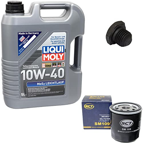 Motoröl Set MOS2 Leichtlauf 10W-40 5 Liter + Ölfilter SM109 + Ölablassschraube 48877