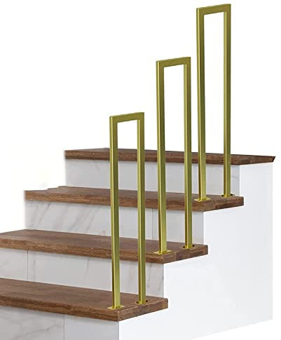 SUNMME Stair Handrails Railing,U Type Indoor Support Rod,Safety Non-Slip Balcony Guardrail, Garden Villa Stair Fence,Customizable-Easy Installation (Color : Gold, Size : 3ft/90cm)