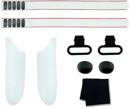 LYEAA Accessoris Set Battery Cover Replacement Kit Adjustable Active Straps Metal Ring Buckle Lens Cloth Joystick Caps for Meta Quest 3 Controller Grips