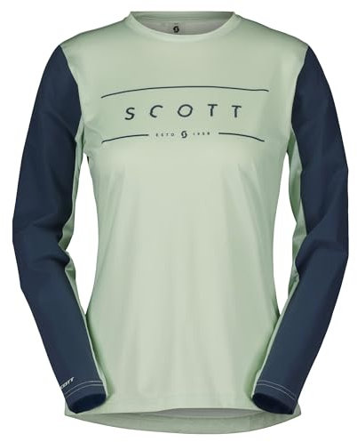 Scott W Trail Vertic L/sl Tee Colorblock-Blau-Grün - Atmungsaktives funktionales Damen Bike Langarm Trikot, Größe M - FA
