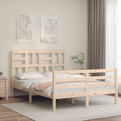 BUKSCYJS Palettenbett,Modernes GäStebett Massivholzbett Mit Kopfteil 140x200 Cmgeeignet FüR Wohnzimmer, Schlafzimmer, Lounge, Balkon, Sofa, Wohnung, GäStezimmer