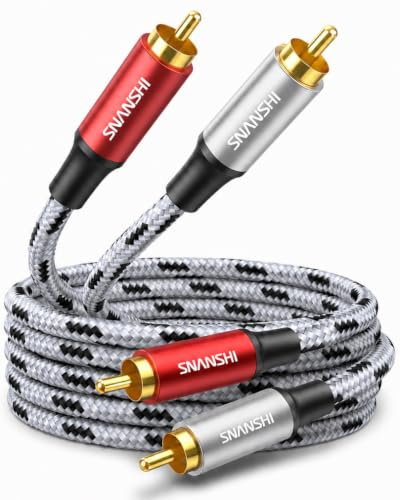 SNANSHI Cavi RCA da 10 m - Cavo audio stereo maschio a maschio, in nylon intrecciato, doppia schermatura per Home Theater, amplificatore, sistema Hi-Fi, altoparlante