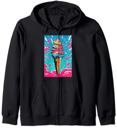 Gaufrier glacé cornet de glace glace pop art vintage rétro glacé café glacé Sweat à Capuche