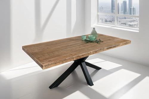 SAM Esstisch Rio 300x100 cm Mangoholz Natur gerade Kanten Spider schwarz | Esszimmertisch, naturfarben massiv, Metallgestell