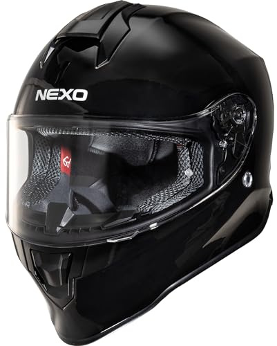 Nexo Integralhelm Basic III Motorradhelm Helm Motorrad Mopedhelm, herausnehmbares Komfortpolster, mehrfache Be-, Entlüftung, Nasen-, Kinnwindabweiser, klares Visier, Ratschenverschluss,