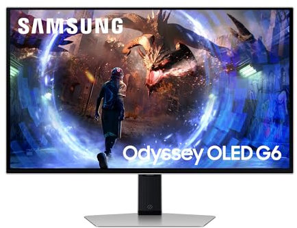 Samsung Odyssey G60SD OLED Gaming Monitor, 27 Zoll, Bildschirm mit OLED-Panel, 2.560 x 1.440 Pixel, Bildwiederholrate 360 Hz, Reaktionszeit 0,03 ms (G/G), AMD FreeSync Premium Pro, LS27DG600SUXEN