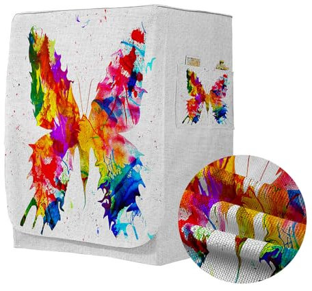 Odot Washer Dustproof Cover Front Load, Washing Machine Dryer Protector Sunscreen Splash Proof Tumble Dryer Case Protective Cover for Most Front Loadi (doodle butterfly,M-capacity 8~10kg)