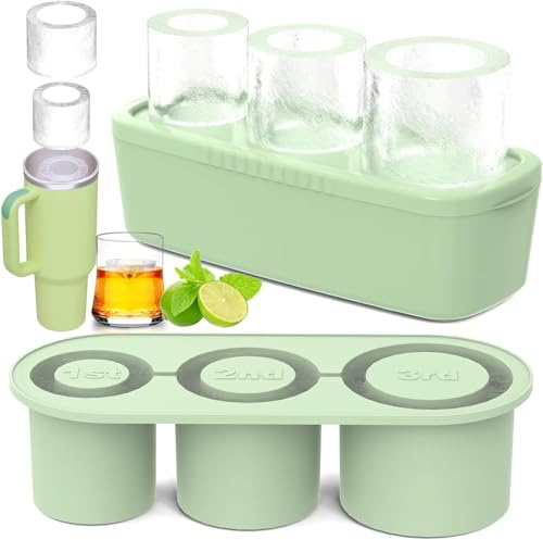 Kompatibel mit Stanley Cup Eiswürfelform, Silikon Eiswürfelform mit Deckel & Behälter, 3 Fach Eiswürfelschale, Eiswürfel für 40 Oz Tumbler Becher Getränke, Bier, Whisky, Wein, Fruchtpürees, Eiscreme