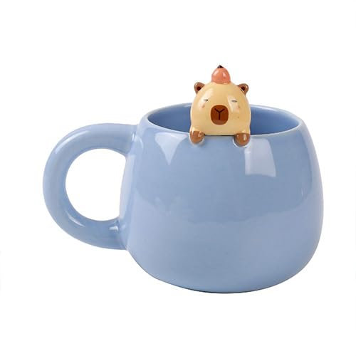I-TOTAL® - Tazza in Ceramica con animaletto in ceramica sul bordo, tazza per tè o caffè 450 ml (CAPYBARA)