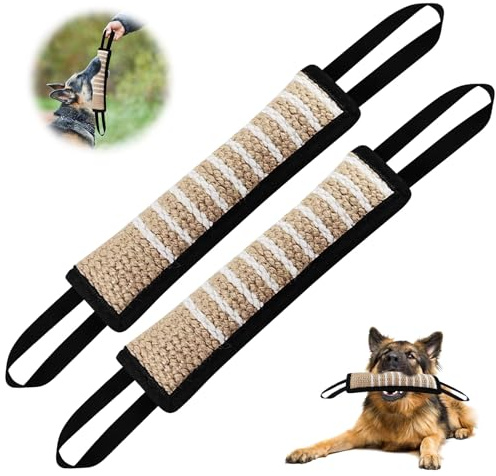 Beisswurst Für Hunde, 2 Stück 30cm Jute Beisswurst, Beißwursts Hunde Mit 2 Griff, Sehr Robustes Hundes Beisswursts, Hundes Training Zubehör, Zerrspielzeug Hund Zum Training Zerrspielzeug (Schwarz)
