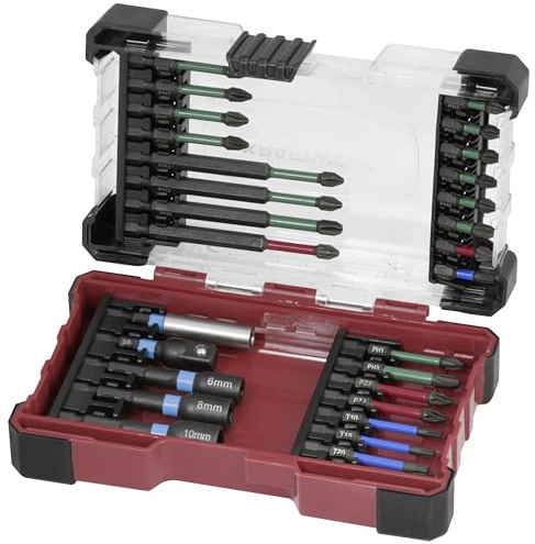 KRAFTWERK Schlagschrauber Bits Set 29-tlg. | Bitsatz für Akkuschrauber | Torsion Bit Set mit Farbmakierung | Bit Set lang in extrem robuster Kunststoffbox | KRAFTWERK Bitbox Art. Nr. 306.378.004