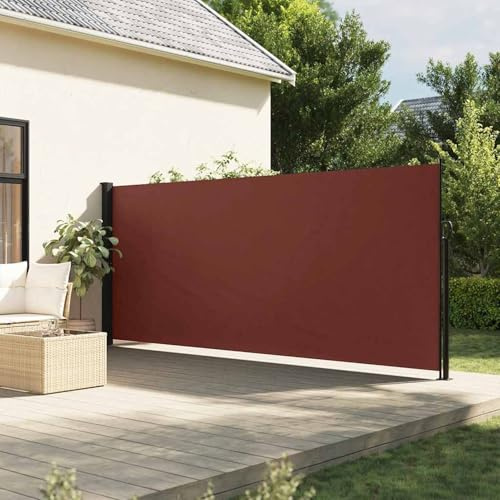 LAPOOH Retractable Side Awning Brown 160x500 cm,Anti-UV Retractable Side Awning,Patio Retractable Awning,Outdoor Privacy Screen for Garden-4004434