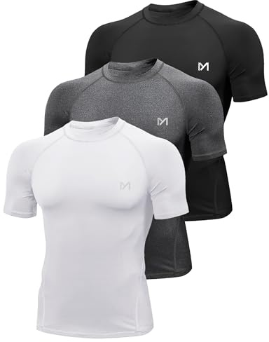 MEETYOO Kompressionsshirt Herren, Funktionsshirt kurz/Langarm Fitnessshirt Männer Sportshirt Atmungsaktiv Laufshirt für Laufen Jogging Sport Turnhalle