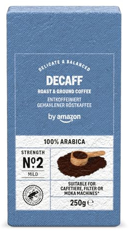 by Amazon Decaff Ground Coffee, 100% Arabica Strength No. 2 - Mild, 250g