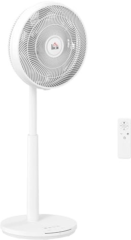 HOMCOM 16 Standing Pedestal Fan, Electric Cooling Floor Fan, Quiet, 80° Oscillating, Adjustable Tilt and Height, 12 Speed, 15H Timer, Remote Control, Sleep Mode, for Home Office Bedroom, White