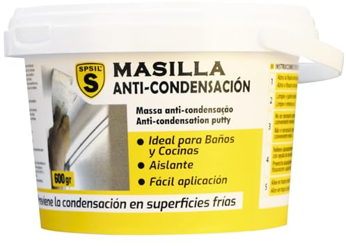 SPSIL Masilla Anti-Condensación Blanca - Protección anti-moho - Aislamiento térmico - Uso en interiores y exteriores (600 gr)