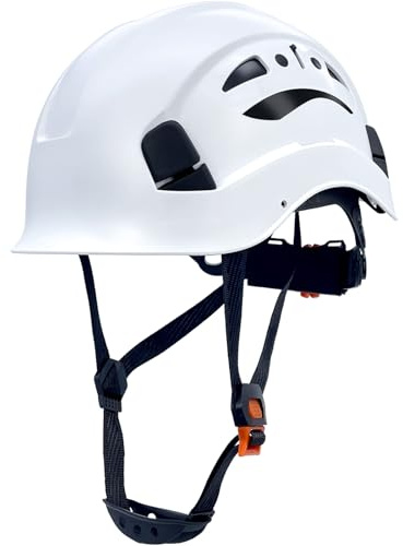 RDSGSO Industrial Safety Helmet RGS-8C Adjustable Vents, 6-Point Suspension Breathable Lightweight Hard Hats for Construction,Outdoor Work ANSI Certified (White Safety Helmet)
