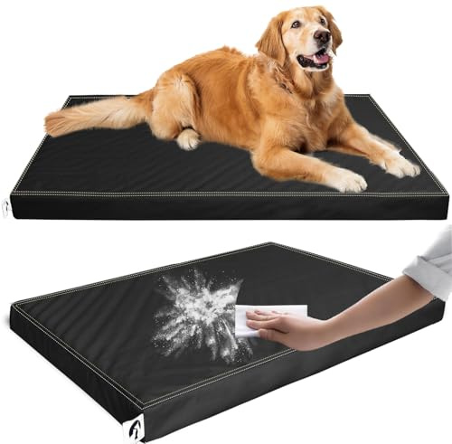 GUANGDEEN Hundebett Grosse Hunde für Hundematte，schwarz, Weiches, Wasserdicht Waschbar, 7cm hoch Orthopädisches Hundebett, mit Reißverschluss Hundebettbezug