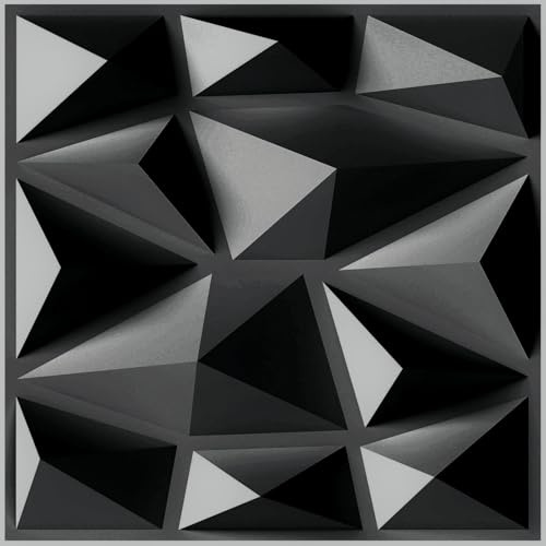 LIFEZEAL 50/100 Stück 3D Wandpaneele, Wandverkleidung Paneele Diamant-Form, Wanddekoration DIY für Innenbereich, PVC Dekoren Deckenpaneele Wandtattoos für Zuhause & Büro, 30 x 30 cm (Schwarz 1)